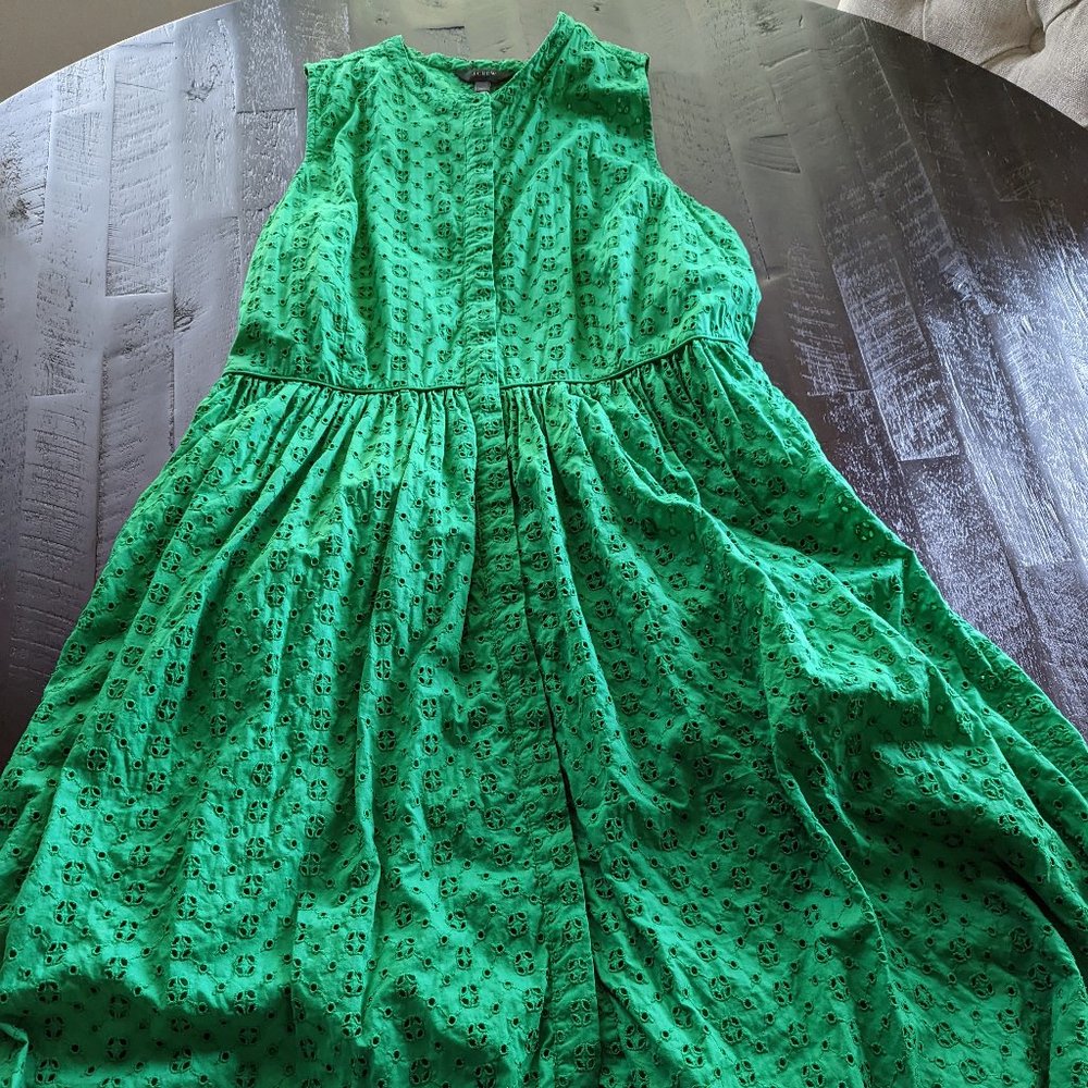 GUC J. Crew Green Eyelet Dress, 16T (16 Tall)